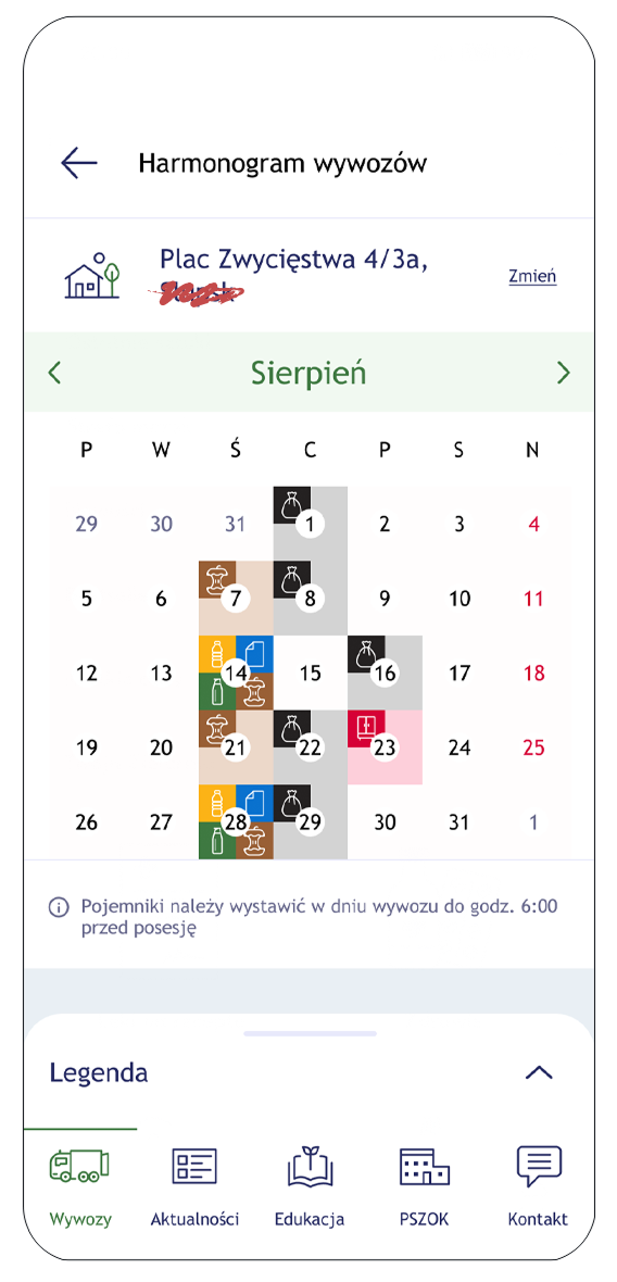 Final Harmonogram app — monthly calendar view